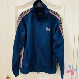 Hombres Mujeres Agujas Mariposa Bordada Chaqueta deportiva casual 1/1 Calidad Rayas laterales Agujas Cremallera Abrigo Sudadera Traje 240311