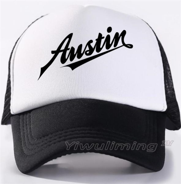 Hommes femmes Nouvelles bouchons de camionneur d'été Austin Mini Cool Summer Black Adult Baseball Mesh Net Trucker Caps Caps pour hommes Adult7917881