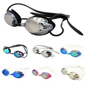 Hommes Femmes Sports nautiques en plein air Lunettes de natation Adulte étanche anti-buée coloré placage lunettes de natation avec pont de nez remplacer Y220428