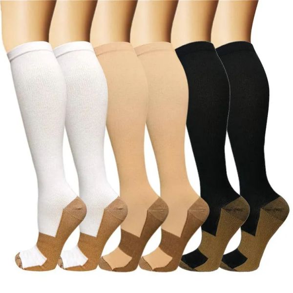 Hommes Femmes Patchwork Longue Chaussette SXXL vente en gros Tube de Fibre de Cuivre Compression Nylon Sports de Plein Air ChaussettesZZ