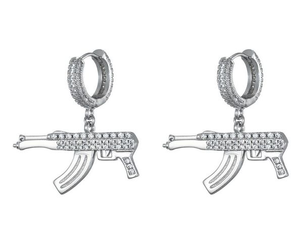 Boucles d'oreilles de personnalité pour hommes et femmes, couleur or argent, pistolet CZ scintillant, pour filles et femmes, joli cadeau 6363625