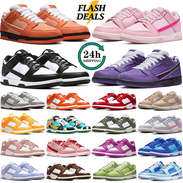 Hommes Femmes Violet Orange Homard Chaussures Baskets Plates Lows Triple Rose Université Bleu Panda Blanc Noir Gris Brouillard Rouge Active Fuchsia Loup Gris Hommes Entraîneurs Occasionnels GAI