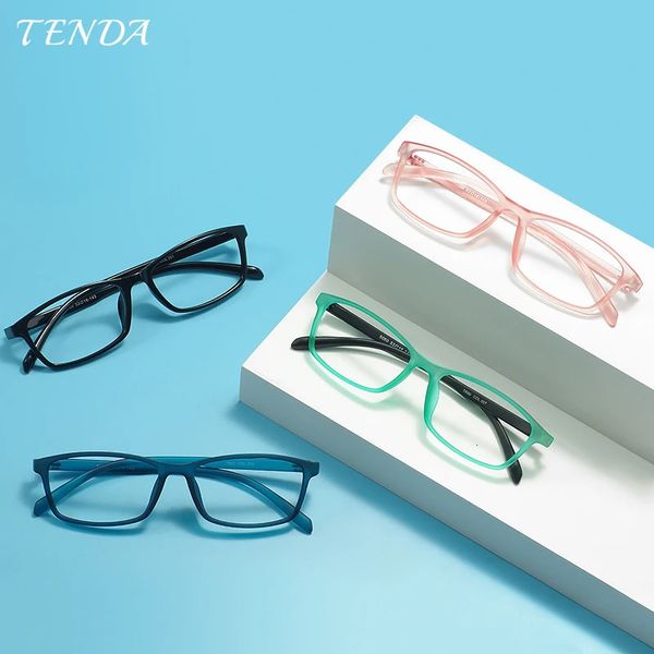 Hommes femmes lunettes rectangulaires en plastique TR90 Flexible Full Rim Grasses Cadre pour les lentilles de prescription Myopie Reading 240423
