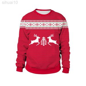 Mannen dames rendier Ugly Christmas Sweater Funny Holiday Neck Sweater Autumn Winter Hilarische Xmas Jumpers Tops L220801