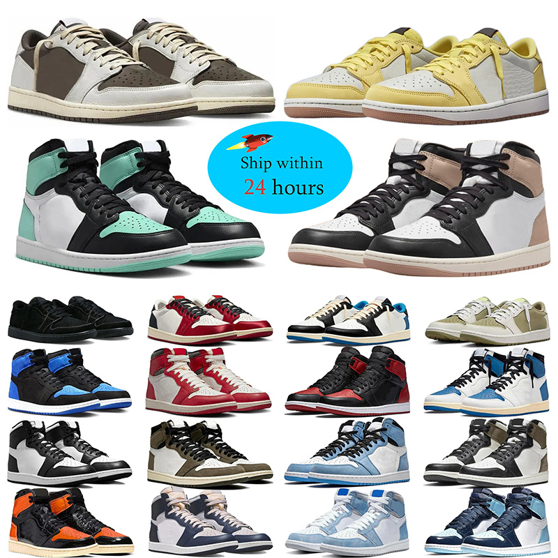 Men Women 1 Basketball Shoes 1s Lost Found University Blue Black White low Olive Black Phantom Bred Patent Mens Trainer Outdoor Sneakers