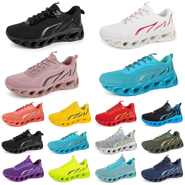 Hombres Mujeres Zapatos para correr Moda Entrenador Triple Negro Blanco Rojo Amarillo Púrpura Verde Azul Melocotón Teal Púrpura Rosa Fucsia Zapatillas deportivas transpirables Veintiocho GAI