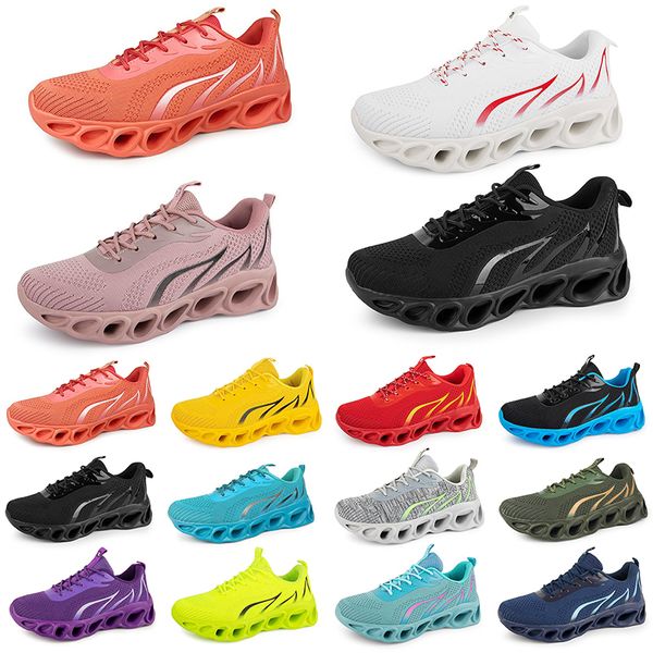 Hombres Mujeres Zapatos para correr Entrenador de moda Triple Negro Blanco Rojo Amarillo Púrpura Verde Azul Melocotón Teal Púrpura Rosa claro Fucsia Zapatillas deportivas transpirables Doce GAI