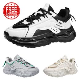 Gratis verzending mannen vrouwen hardloopschoenen plat comfort ademende kaki zwart grijze heren trainers sport sneakers gai