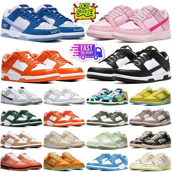 Hombres Mujeres Zapatos para correr Zapatillas planas Lows Panda Blanco Negro Gris Niebla Triple Rosa Universidad Azul Rojo Lobo Gris Diseñador para hombre Entrenadores Senderismo Zapato GAI