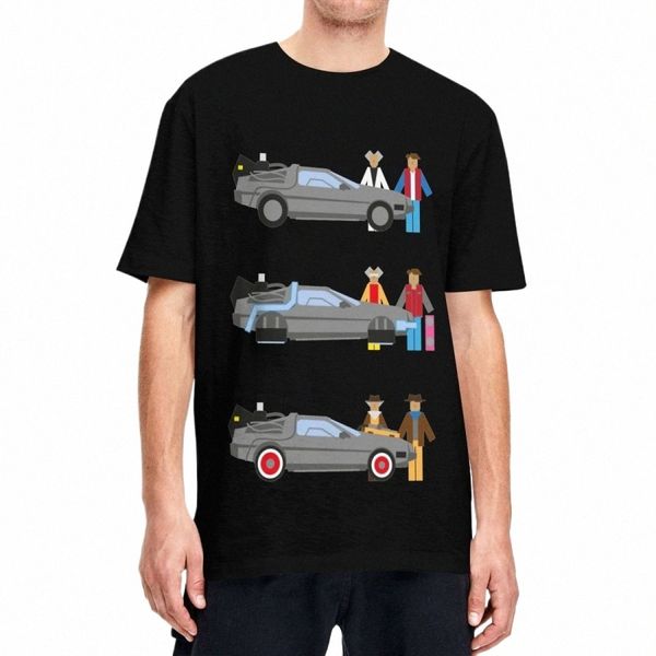 Hombres Mujeres Regreso al futuro Camiseta Delorian Viaje en el tiempo 100% Cott Ropa Única Camiseta con cuello redondo Camisetas estampadas N5D5 #