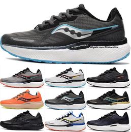 Men Women Saucony Triumph 19 Rubber Running Shoes Triple Black Wit zachte zool Visie Kleur Blush Trainer Platform Sport Trainers Designer Sneakers