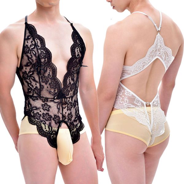 Body en dentelle Ultra fin pour hommes et femmes, Sexy, entrejambe, porno Transparent, maille transparente, Lingerie ouverte, Costumes pour adultes