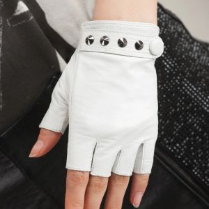 Hommes femmes gants tactiques en peau de mouton de style punk gants solides sans doigts unisexes luvas de inverno