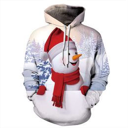 Hommes femmes bonhomme de neige Couple à capuche 3D numérique imprimé flocon de neige femmes automne et hiver sweat à capuche décontracté noël universel