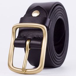 Men Women Solid Belt MANS Echt lederen zwarte kaki kleur gouden naaldgespan designer cowhide cowboyliemen voor luxe tailleband voor heren