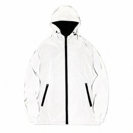 Hommes Femmes Printemps Automne Veste réfléchissante Coupe-vent à capuche Varsity Sportswear Manteaux de qualité imperméables 2023 pour garçons filles y1y5 #