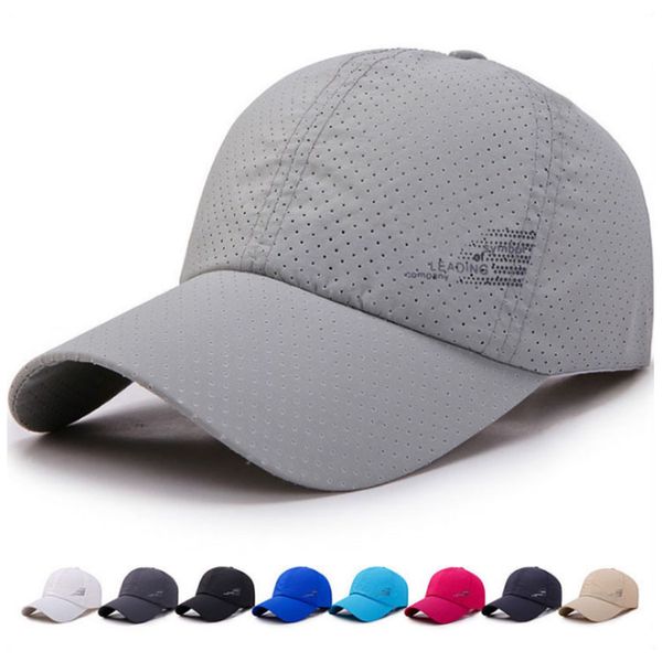 Casquette de Baseball d'été pour hommes et femmes, chapeaux à séchage rapide, unisexe, respirant, Sport, couleur Pure, à rabat, en os