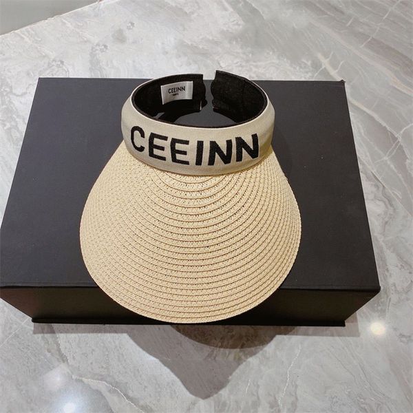 Hommes Femmes D'été Visière Chapeau Designer Protection Solaire Paille Tissé Caps Creux Top Strawhat Designers De Luxe Visières Soleil Chapeau Ce Ball Cap