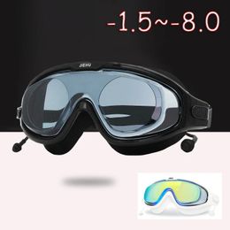 Hommes femmes nageurs de lunettes adultes anti-buas de protection UV Protection des lunettes claires ou électroplate silicone 1,5 à 8 verres de natation myopie 240422