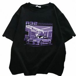 Hombres Mujeres Camiseta Inicial D R32 Púrpura Drift Car Verano Camiseta de manga corta Hip Hop Camiseta Harajuku Top Divertido Streetwear Top I4Zm #