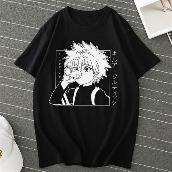 Hommes femmes t-shirt hauts Kawaii Hunter X t-shirt Killua Zoldyck col rond ajusté doux Anime Manga t-shirt vêtements 220618