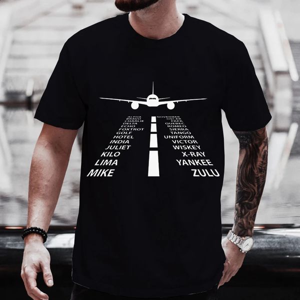 Hommes Femmes T-shirts Été Harajuku Phonétique Alphabet Pilote Avion Drôle Aviation Tees Couple Streetwear Vêtements Y2K Tops 240202