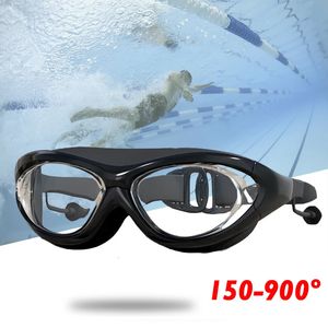 Mannen Tieners Waterdicht 0 -2 tot -9 Myopia Diopter Swim Goggles Transparante anti -UV anti -Fog zwemglazen zonder doos 240417