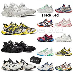 Hombres Mujeres Track 3 3.0 Tess LED Light Up White Iluminado Negro Gomma Zapatos de cuero Nylon Plataforma impresa Gris Beige Rojo Zapatos de vestir Tamaño 36-45