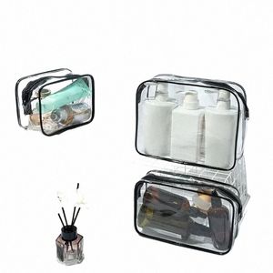 Mannen reizen Clear Cosmetic Bag transparante zwarte zipper make -uptas Organizer Doos Waterdichte toilethal met make -uptassen Case H41M#