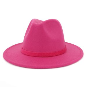 Mannen vrouwen trend brede rand warm wol vilt jazz fedora hoeden retro stijl effen kleur panama hoed trilby party formele hoed eenvoud