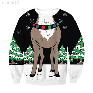 Men Women Ugly Christmas Sweater 3d Christmas Tree Snowflakes Rendier Gedrukte herfst Winter Holiday Sweatshirt Xmas Jumpers L220801