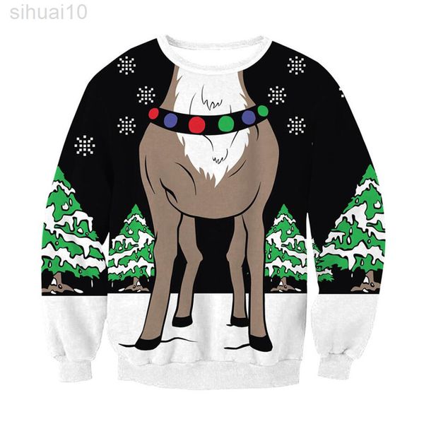 Hommes Femmes Pull De Noël Moche 3D Arbre De Noël Flocons De Neige Renne Imprimé Automne Hiver Vacances Sweat Xmas Jumpers L220801