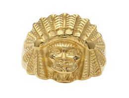 Mannen Vine Roestvrijstalen ring Hip Hop Style Goud Goud oude Maya Tribal Indian Chief Head Rings Fashion Jewelry8547750