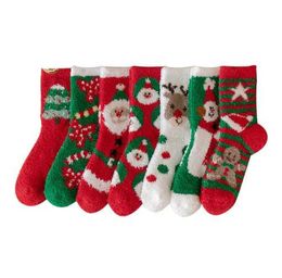 Mannen vrouwen warme kerst Sokken 2022 Stijl Herfst Winter Dikke Casual Cartoon elanden sneeuwpop kerstman Badstof Pluizige Korte Fuzzy sox kous XMAS Decoratie gift