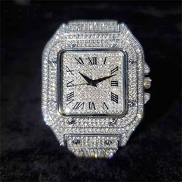 Mannen/Vrouwen Horloge Iced Top Out Vierkante Mannen Merk Luxe Volledige Diamond Fashion Dunne Horloge Mannelijke Sieraden L