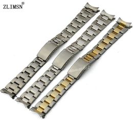 Hommes femmes montres montres ceinture 13 mm 17 mm 20 mm Nouvel argent ou or End Curbe Solid SS Watch Band Strap Relojes Hombre 20167337923