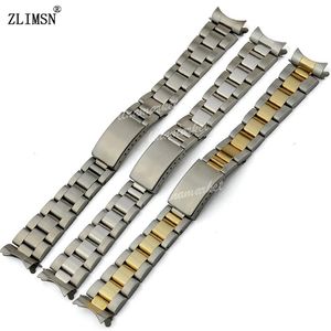 Hommes femmes montre montres ceinture 13mm 17mm 20mm nouvel argent ou or extrémité incurvée solide SS bracelet de montre Relojes Hombre 2016241U