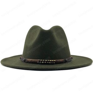 Mannen vrouwen brede rand wol voelde jazz fedora hoeden Britse stijl partij formele Panama cap zwart geel jurk hoed