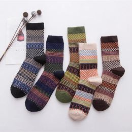 Hommes femmes hiver chaussettes chaudes thermiques unisexe mode rayure laine chaussettes colorées marque épaisse chaussettes d'hiver nouvelle venue ZZ