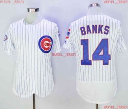 Homens Mulheres Juventude # 14 Ernie Banks Baseball Jerseys Branco Costurado Personalizar Qualquer Nome Número Jersey XS-5XL