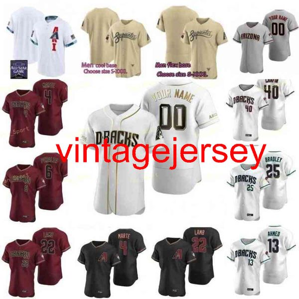 Hommes femmes jeunes 2021 All-Star Game Baseball Jerseys 29 Merrill Kelly 16 Tim Locastro 35 Joe Mantiply 4 Ketel Marte 47 Matt Peacock Custom