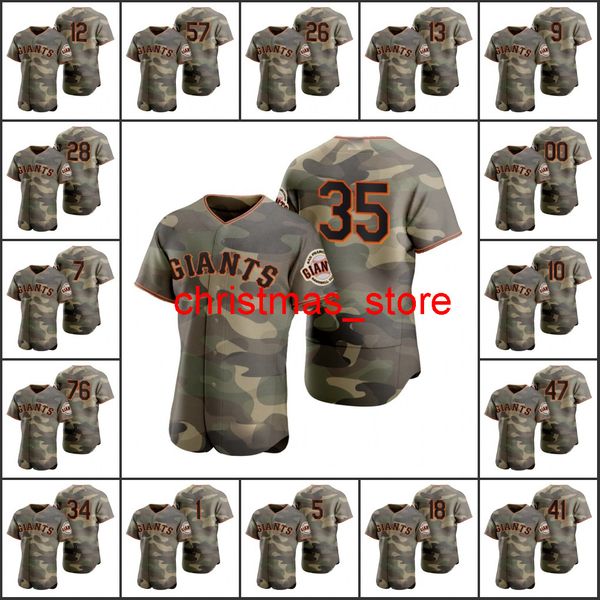 Hommes Femmes Jeunesse # 35 Brandon Crawford 28 Buster Posey 10 Evan Longoria Custom Camo Armed Forces Day Jersey