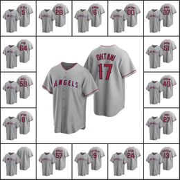 Uomo Donna Gioventù #5 Albert Pujols 28 Andrew Heaney 17 Shohei Ohtani 27 Mike Trout Maglia da strada personalizzata grigia