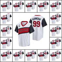 Men Women Youth #99 James Karinchak 30 Kyle Nelson Cesita 11 Jose Ramirez Custom White Little League Classic Home Jersey