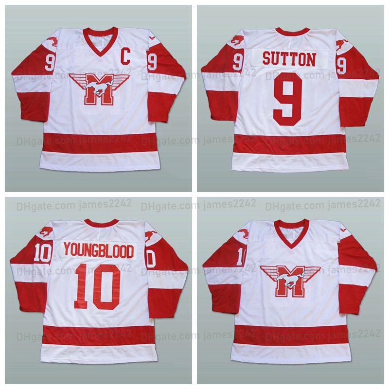 Men Women Youth Derek Sutton Hamilton Mustangs Hockey Jersey Youngblood -film Patrick Swayze Jerseys Custom elk naamnummer