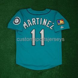 Hommes Femmes Jeunes Broderie Edgar Martinez 1994 125e Anniv. Jersey Sarcelle Toutes Tailles