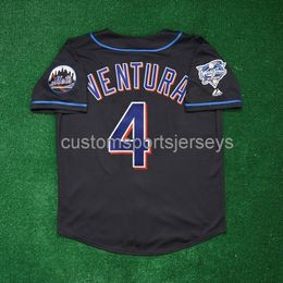 Hommes Femmes Jeunesse Broderie Robin Ventura 2000 World Series Maillot Noir Toutes Tailles