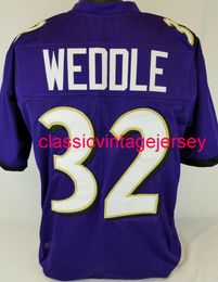 Hommes Femmes Jeunes Eric Weddle Maillot de football violet cousu sur mesure XS-5XL 6XL