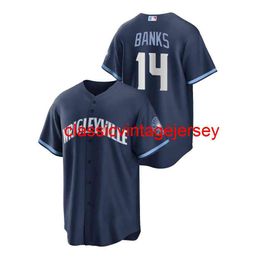 Hommes Femmes Jeunes Ernie Banks Marine 2021 City Connect Jersey Broderie Personnalisé N'importe Quel Nom Numéro XS-5XL 6XL