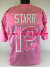 Men Women Youth Fout Bart Starr Custom Sewn Pink Football Jersey XS-5XL 6XL